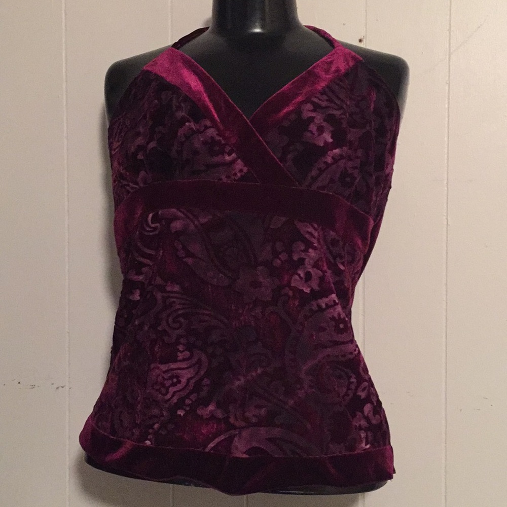 Studio 1940 Halter Top Velour Burgundy